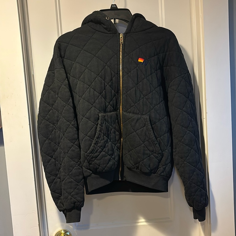 Aviator Nation Black Quilted Sweater